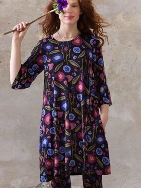 NWOT Gudrun Sjoden Violette Jersey Knit Stretch Midi Dress Pockets Sz S